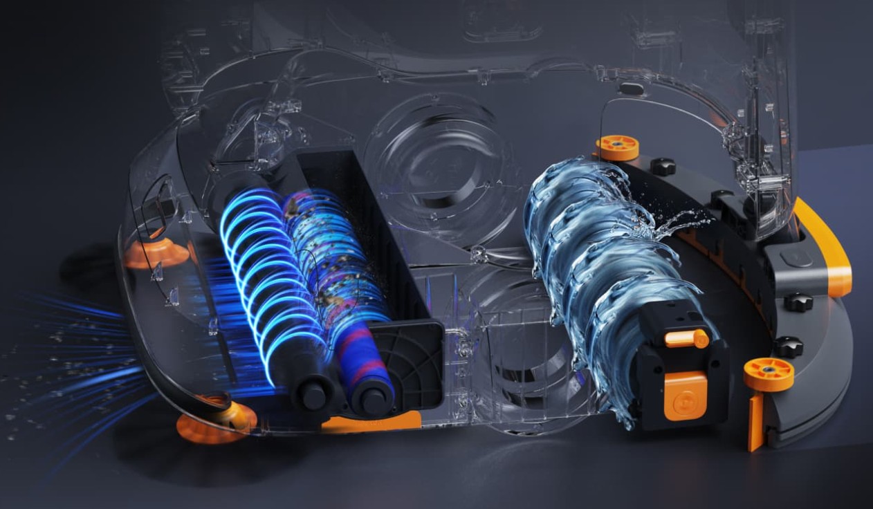 Triple-Brush System for Dry-Wet Separation