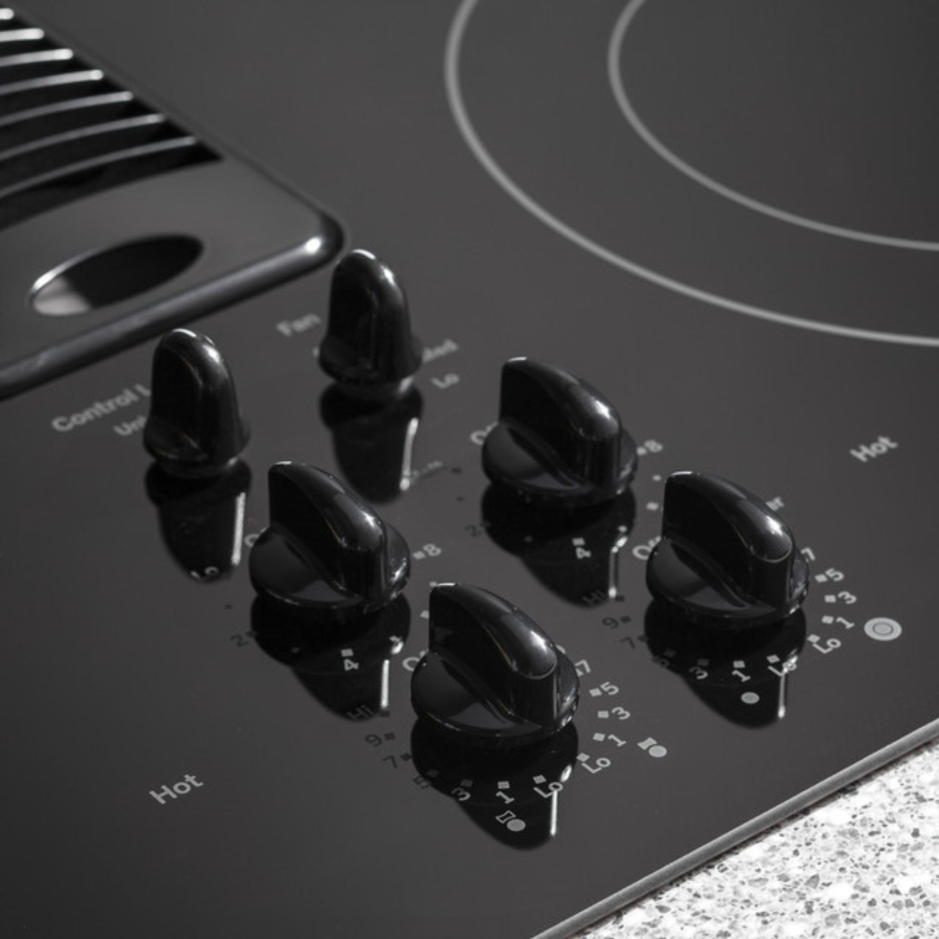 Knob Controls With Black Glass Surface
