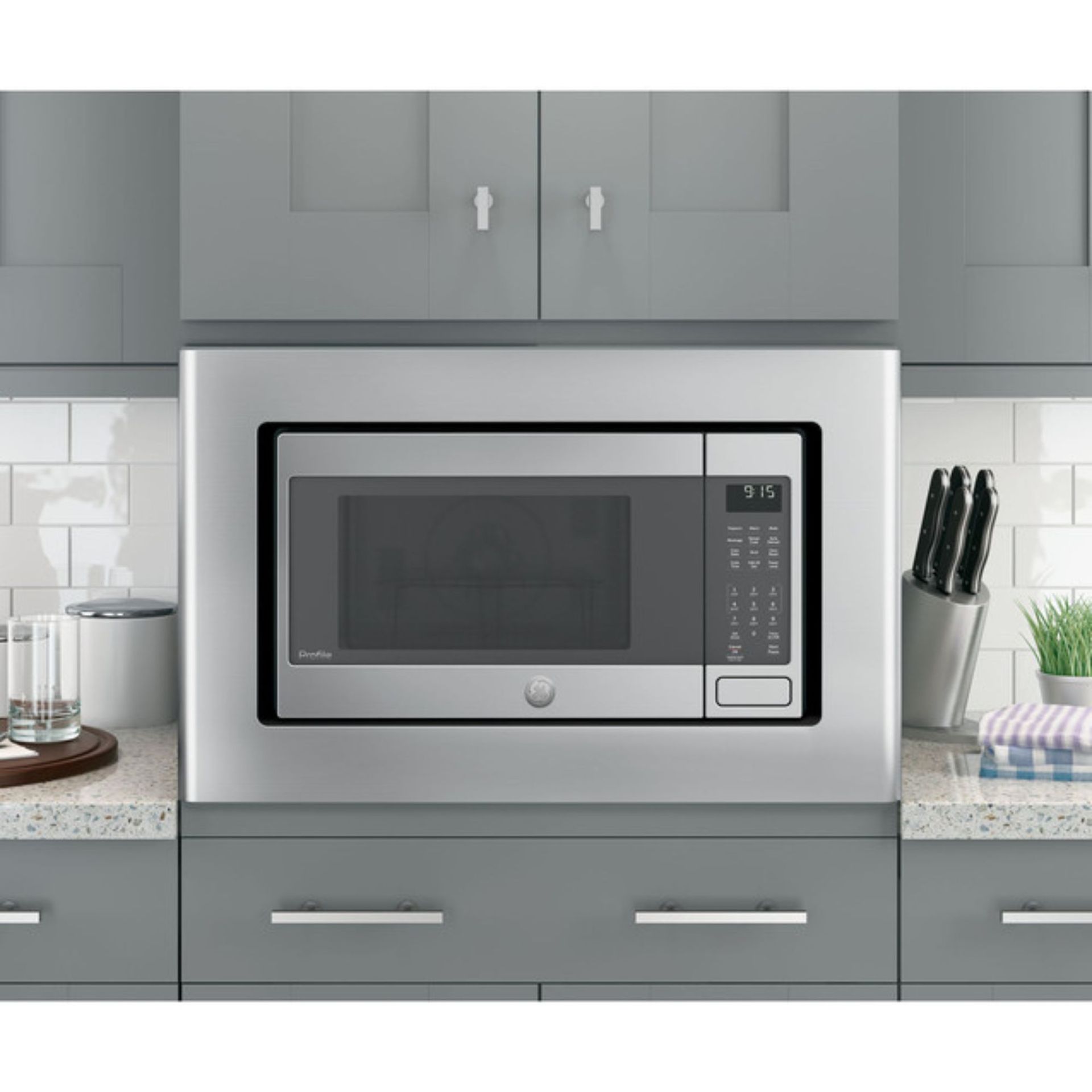 Get A Custom Appearance For Your Microwave With The Ge Deluxe 30 In. Built-In Microwave Trim Kit In Stainless Steel
