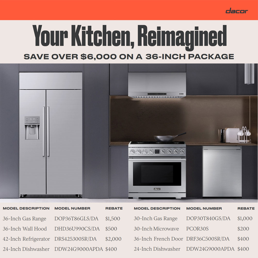 Dacor 4-Piece Kitchen Package with DRS425300SR 42-Inch Side-by