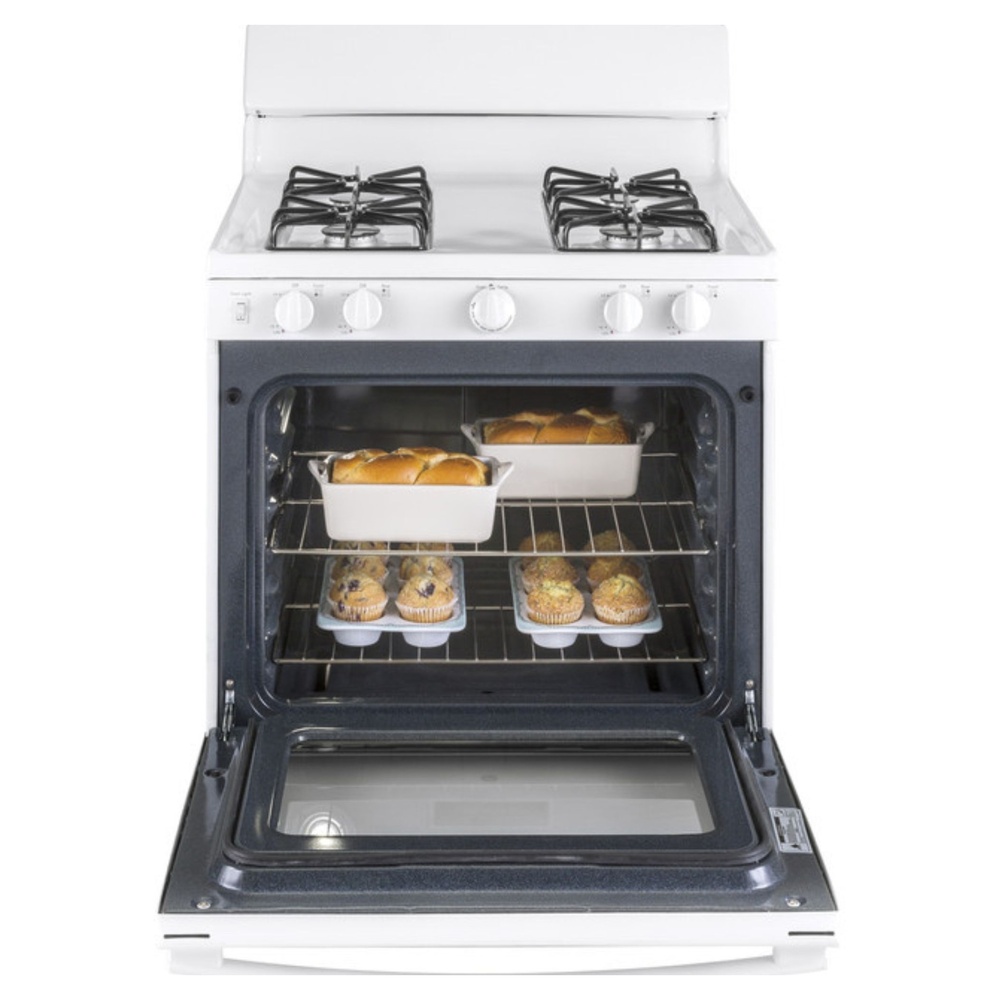 GE JGBS30DEKWW 30 inch Freestanding Gas Range with 4 Burners, 4.8