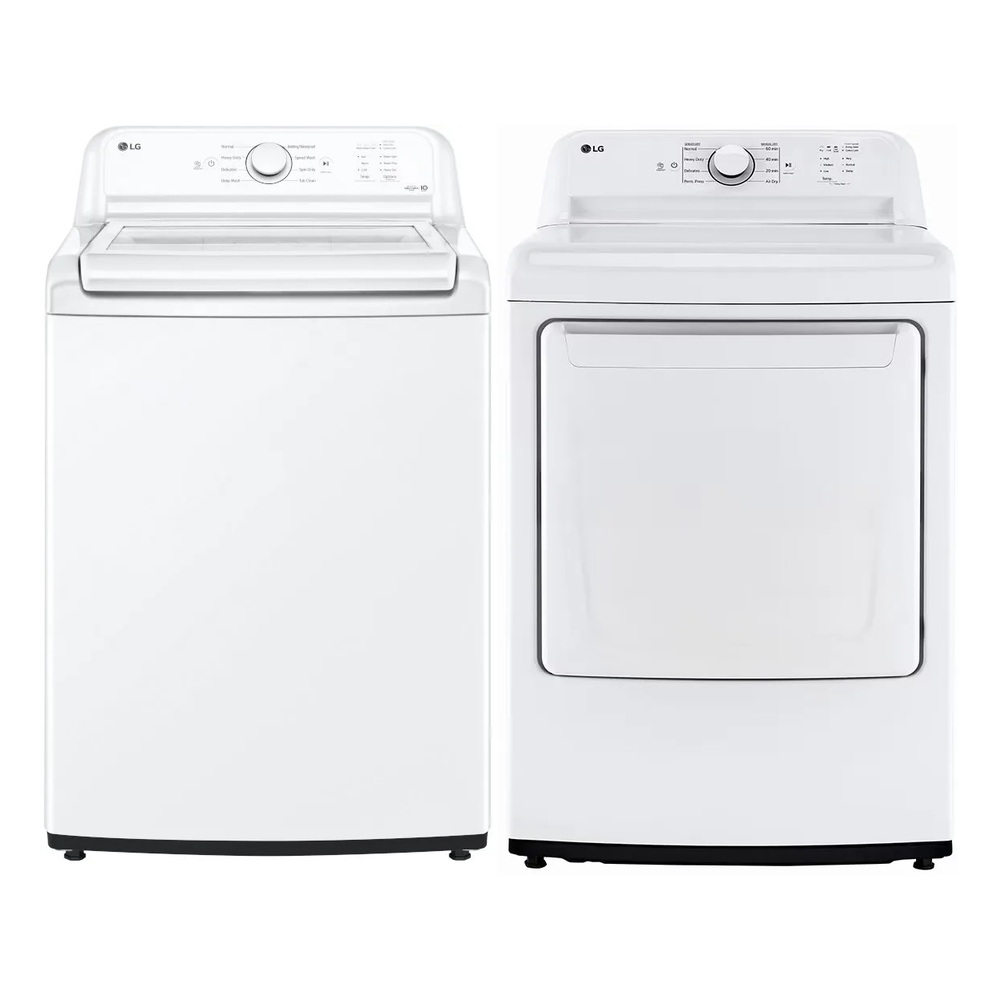LG Top Load Laundry Pair with WT6100CW 27-inch Washer and DLE6100W