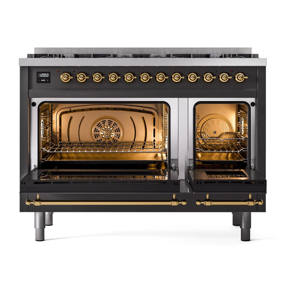 ILVE UP488NMPMGG Nostalgie II 48 inch Dual Fuel Range with 8 Black
